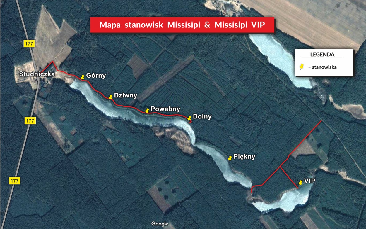 Mapa stanowisk wędkarskich Missisipi